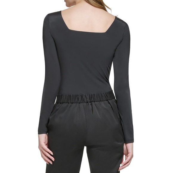 Calvin Klein Womens Square Neck Fitted Bodysuit black XL - Picture 2 of 6